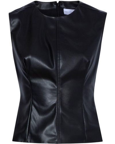 Proenza Schouler Logan Top In Faux Leather - Black
