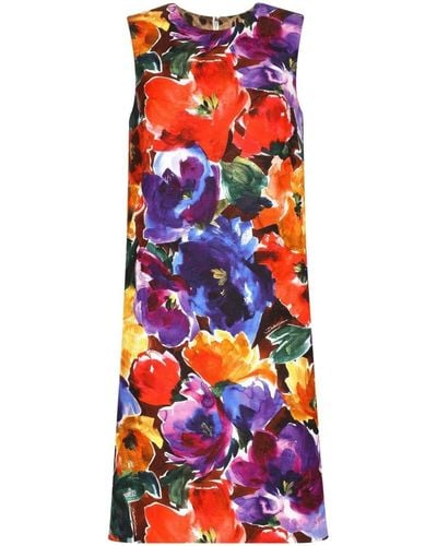 Dolce & Gabbana Abstract Flower Print Dress Clothing - Red