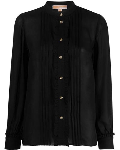 MICHAEL Michael Kors Ruffled Buttoned Shirt - Black