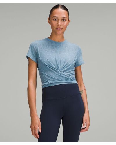 lululemon – Tie-Waist Breathable Short-Sleeve Shirt – – - Blue