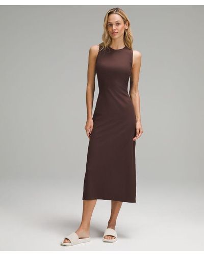 lululemon All Aligned Ribbed Midi Dress - Colour Brown - Size 10