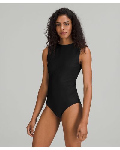 lululemon Waterside High-neck One-piece Swimsuit Medium Bum Coverage Online Only - Black