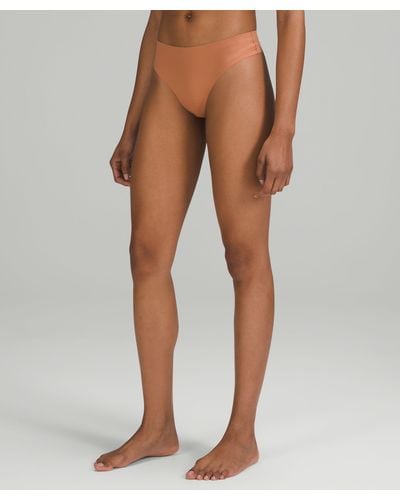lululemon Invisiwear Mid-rise Thong Underwear - Color Brown - Size Xl - Natural