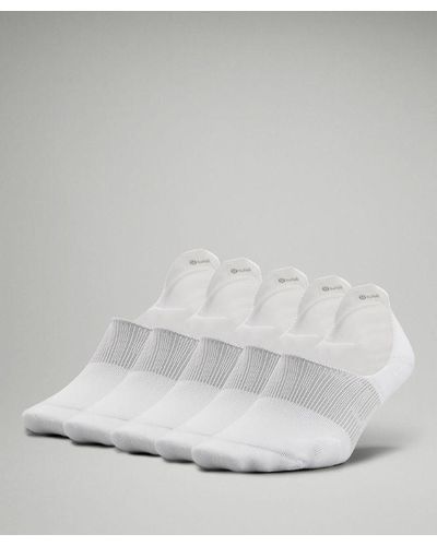 lululemon Power Stride No-show Socks With Active Grip 5 Pack - Colour White - Size L