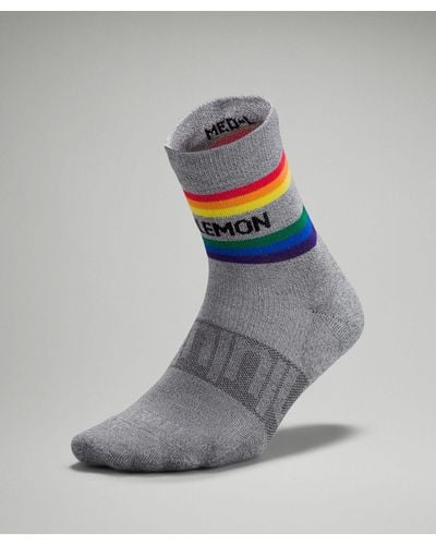 lululemon Daily Stride Mid-crew Socks Stripe Wordmark - Color Gray - Size M