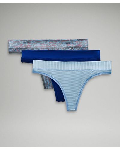lululemon Underease Mid-rise Thong Underwear 3 Pack - Blue