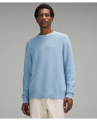 lululemon Textured Knit Crewneck Sweater - Color Blue - Size Xl