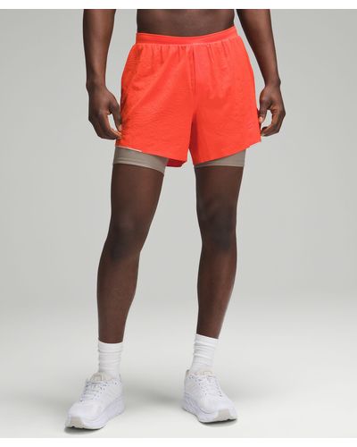 lululemon Fast And Free Shorts Airflow - 5" - Color Orange - Size 2xl