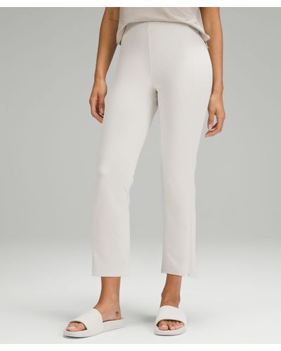 lululemon Ribbed Softstreme Zip-leg High-rise Cropped Pants - 25" - Color White - Size 14