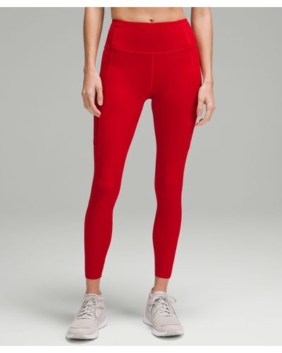 lululemon Fast And Free High-rise Tight Leggings - 25" - Color Dark Red/neon/red - Size 0