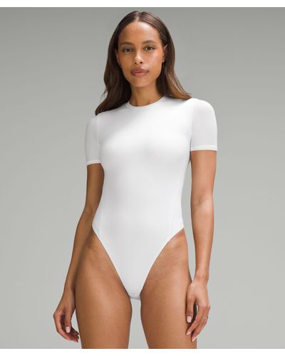 lululemon Wundermost Bodysuit - Ultra-soft Nulu Short-sleeve Crew Thong Bodysuit - White