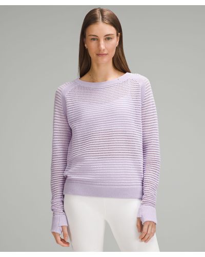 lululemon Pointelle-knit Cotton Sweater - Purple