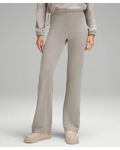 lululemon Brushed Softstreme Ribbed Zip Flared Trousers 32.5" - Grey