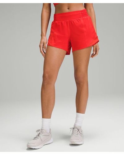 lululemon Hotty Hot High-rise Lined Shorts - 4" - Colour Red/bright Red - Size 0