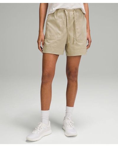 lululemon Cotton-blend Poplin High-rise Shorts 4" - Natural