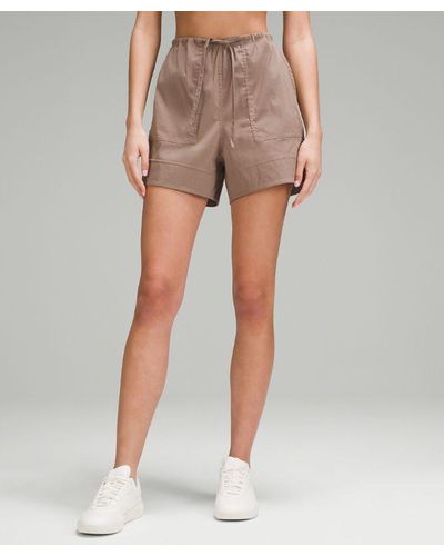 lululemon Cotton-blend Poplin High-rise Shorts 4" - Natural