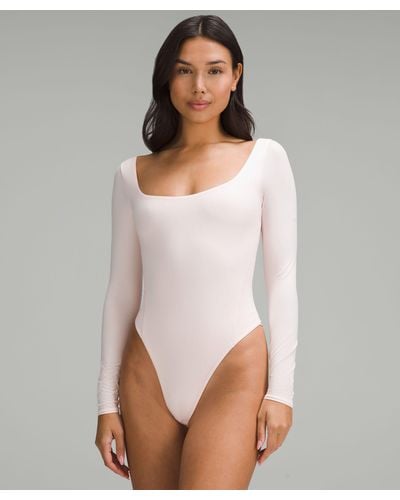 lululemon Wundermost Bodysuit - Ultra-soft Nulu Square-neck Long-sleeve Bodysuit - White