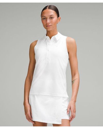 lululemon Quick Dry Sleeveless Polo Shirt Straight Hem - White