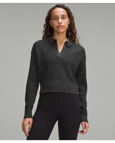 lululemon Collared Merino Wool-blend Sweater - Black