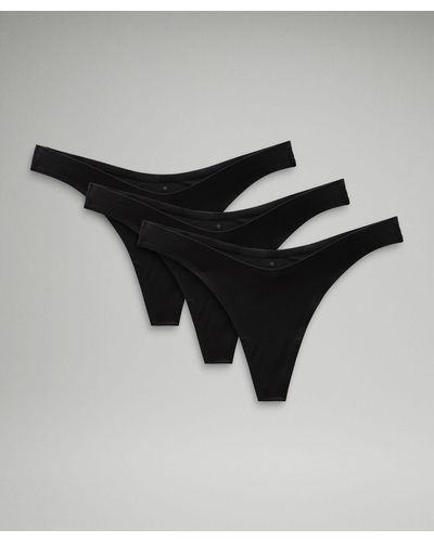 lululemon Wundermost Ultra-soft Nulu Dipped-waist Thong Underwear 3 Pack - Black