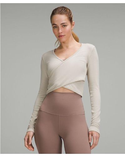 lululemon Wrap-front Ribbed Long-sleeve Top - Brown