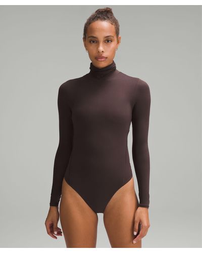 lululemon Wundermost Bodysuit - Ultra-soft Nulu Turtleneck Bodysuit - Brown