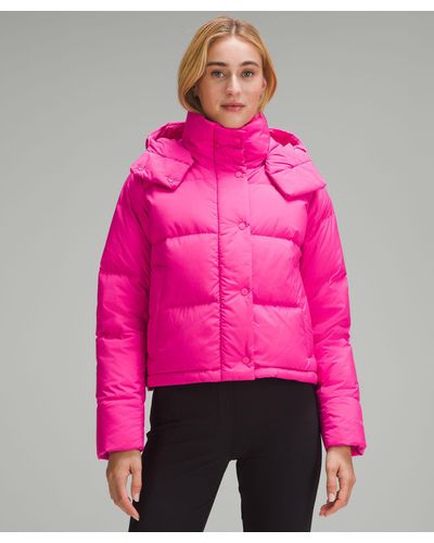 lululemon Wunder Puff Cropped Jacket - Colour Pink/neon - Size 12