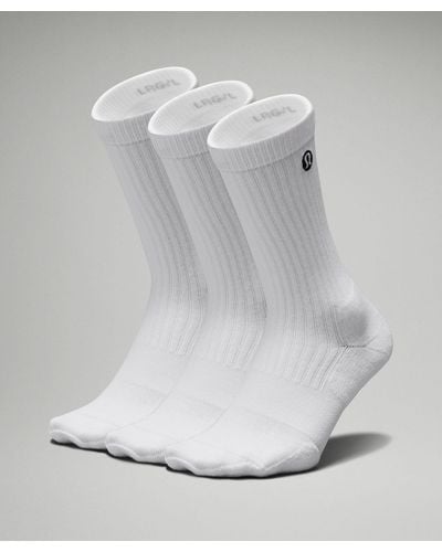 lululemon Daily Stride Ribbed Comfort Crew Socks 3 Pack - Color White - Size L - Metallic