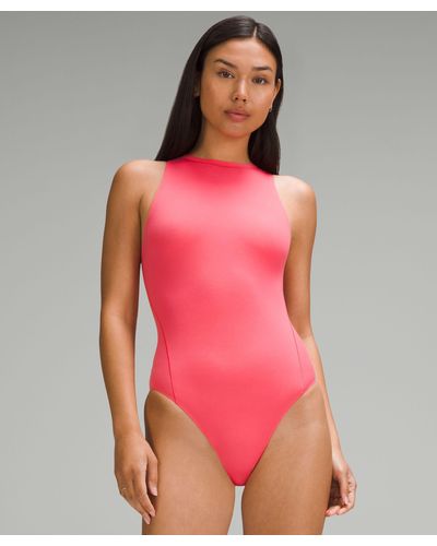 lululemon Wundermost Bodysuit - Ultra-soft Nulu High-neck Sleeveless Bodysuit - Pink