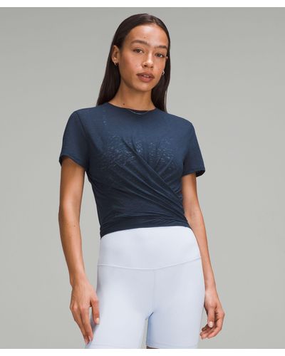 lululemon Tie-waist Breathable Short-sleeve Shirt - Blue