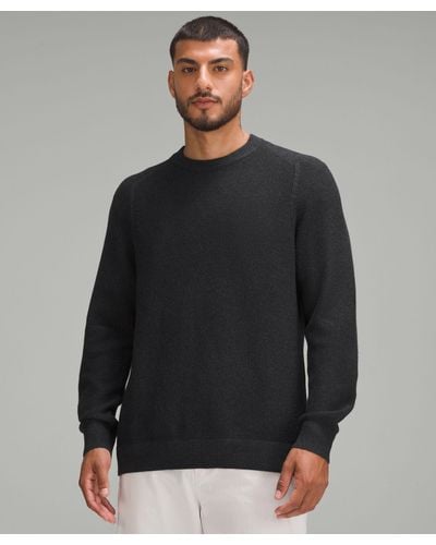 lululemon Textured Knit Crewneck Sweater - Color Black/grey - Size L - Gray