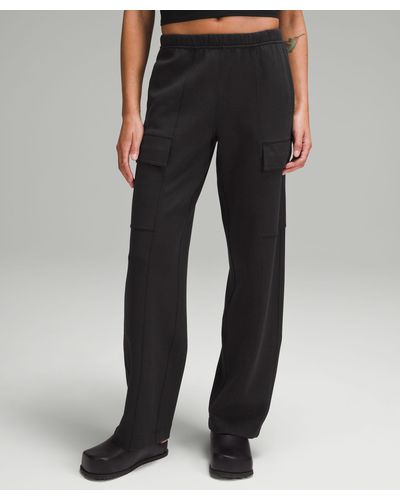 lululemon Cotton-blend Double-knit Mid-rise Cargo Pants - Black