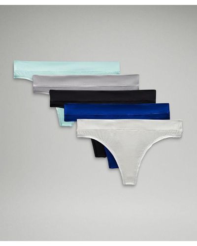 lululemon Underease Mid-rise Thong Underwear 5 Pack - Blue