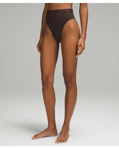 lululemon athletica Nulu Mesh Logo Dipped-waist Thong Underwear in Brown