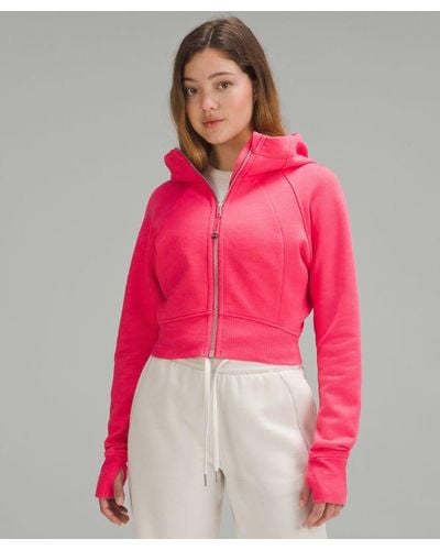 lululemon Scuba Full-zip Cropped Hoodie - Colour Neon/pink - Size 10 - Red
