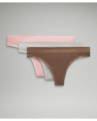 lululemon Underease Mid-rise Thong Underwear 3 Pack - Brown