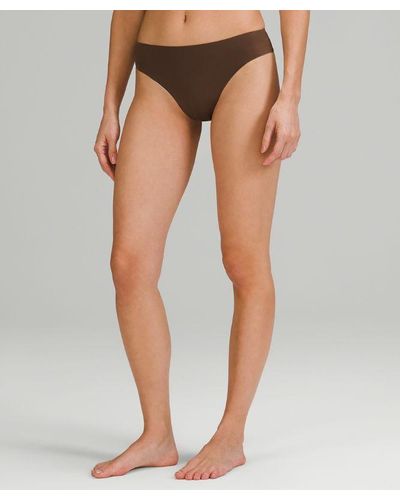 lululemon Invisiwear Mid-rise Thong Underwear - Colour Brown - Size Xl - Multicolour
