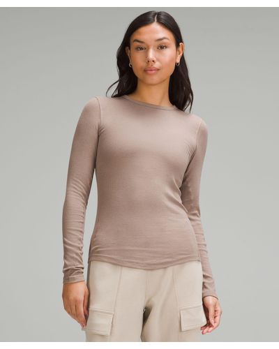 lululemon Hold Tight Long-sleeve Shirt - Color Brown - Size 0 - Natural