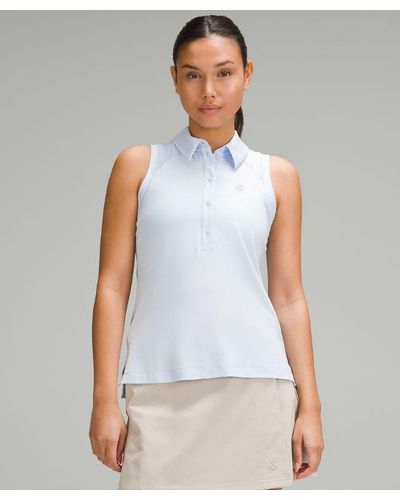 lululemon Quick Dry Sleeveless Polo Shirt Straight Hem - White