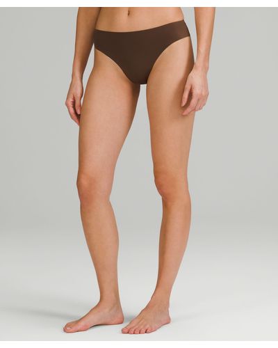 lululemon Invisiwear Mid-rise Thong Underwear - Color Brown - Size Xl - Multicolor