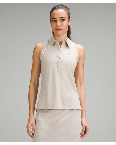 lululemon Quick Dry Sleeveless Polo Shirt Straight Hem - Natural