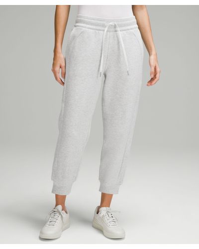 lululemon Scuba High-rise Cropped Sweatpants - Color Light Grey/grey - Size 10 - White