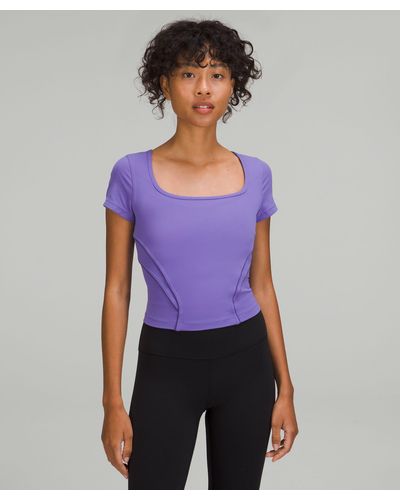 lululemon Square Neck Mesh And Nulu Yoga T-shirt - Purple