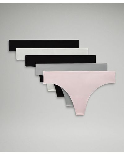 lululemon Invisiwear Mid-rise Thong Underwear 5 Pack - Color Silver/white/black - Size L - Multicolor