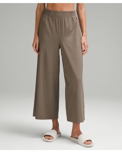 lululemon Stretch Woven High-rise Wide-leg Cropped Trousers - Colour Brown - Size L