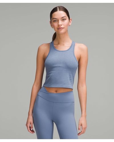 lululemon Ebb To Street Cropped Racerback Tank Top Light Support, B/c Cup - Blue