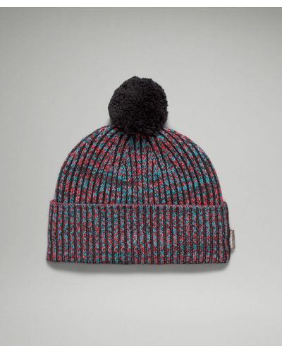 lululemon Textured Fleece-lined Knit Beanie Hat - Colour Red/black/blue - Multicolour