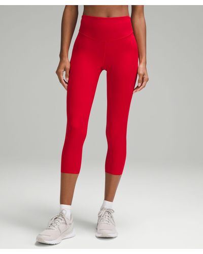 lululemon Base Pace High-rise Crop Pants - 23" - Color Dark Red/neon/red - Size 14