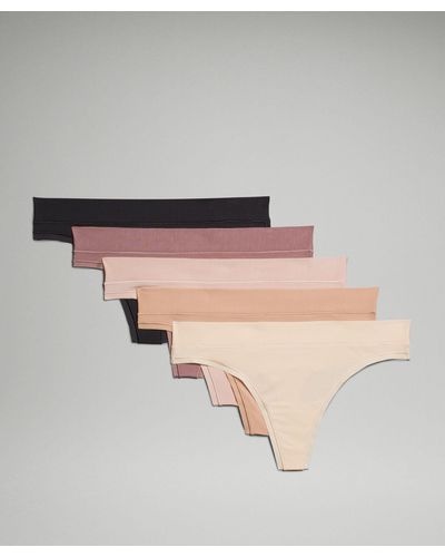 lululemon Underease Mid-rise Thong Underwear 5 Pack - Brown