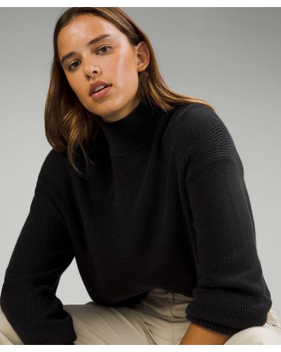lululemon Merino Wool-blend Ribbed Turtleneck Sweater - Black